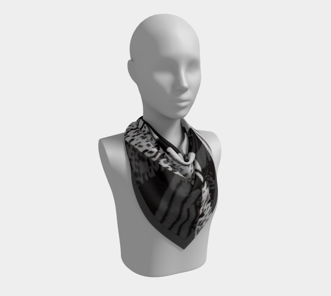 Aperçu de Foulard carré-Griffe Noir et blanc-micheline-plante #2