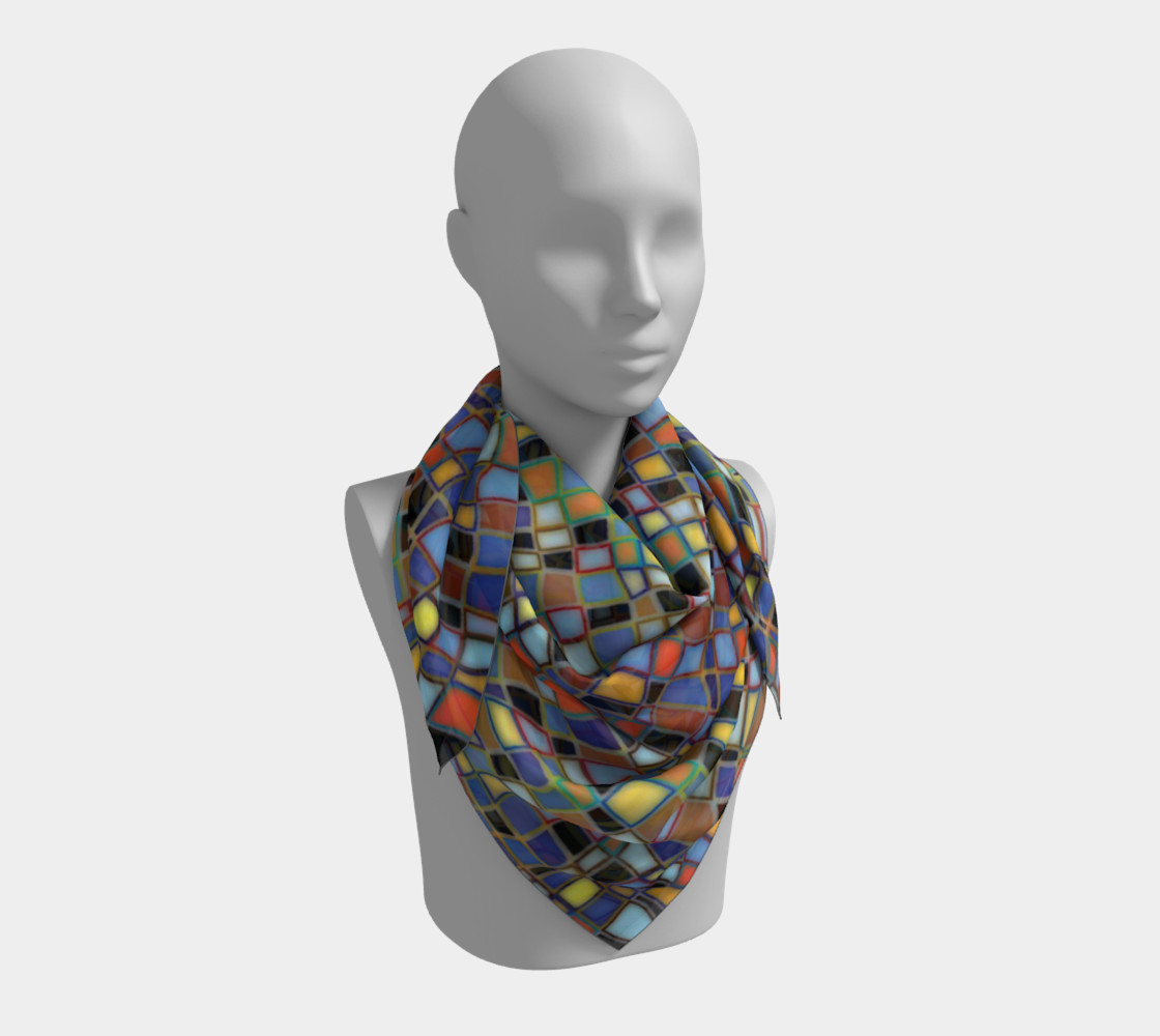 Wavy Squares Mosaic Pattern Square Scarf preview #3