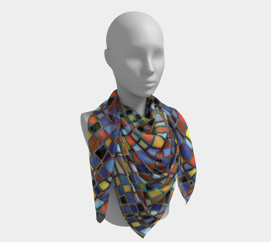 Wavy Squares Mosaic Pattern Square Scarf preview #4
