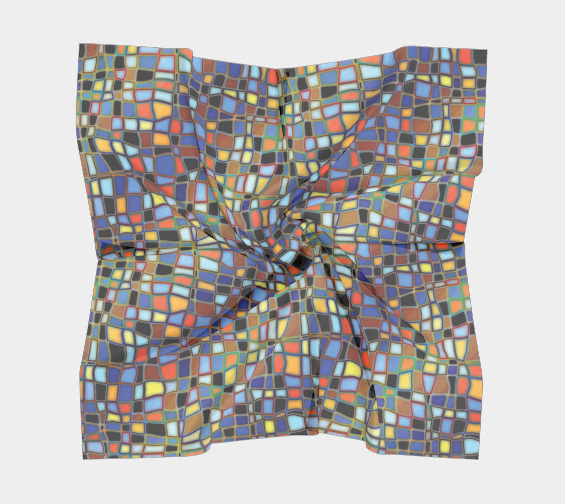 Wavy Squares Mosaic Pattern Square Scarf preview #5