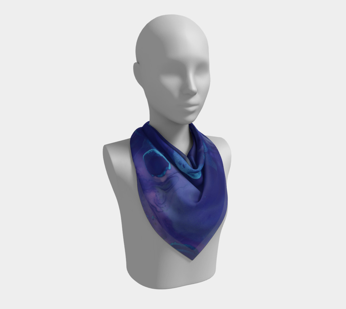 Watercolor Swirls A - Blues, Square Scarf preview #2