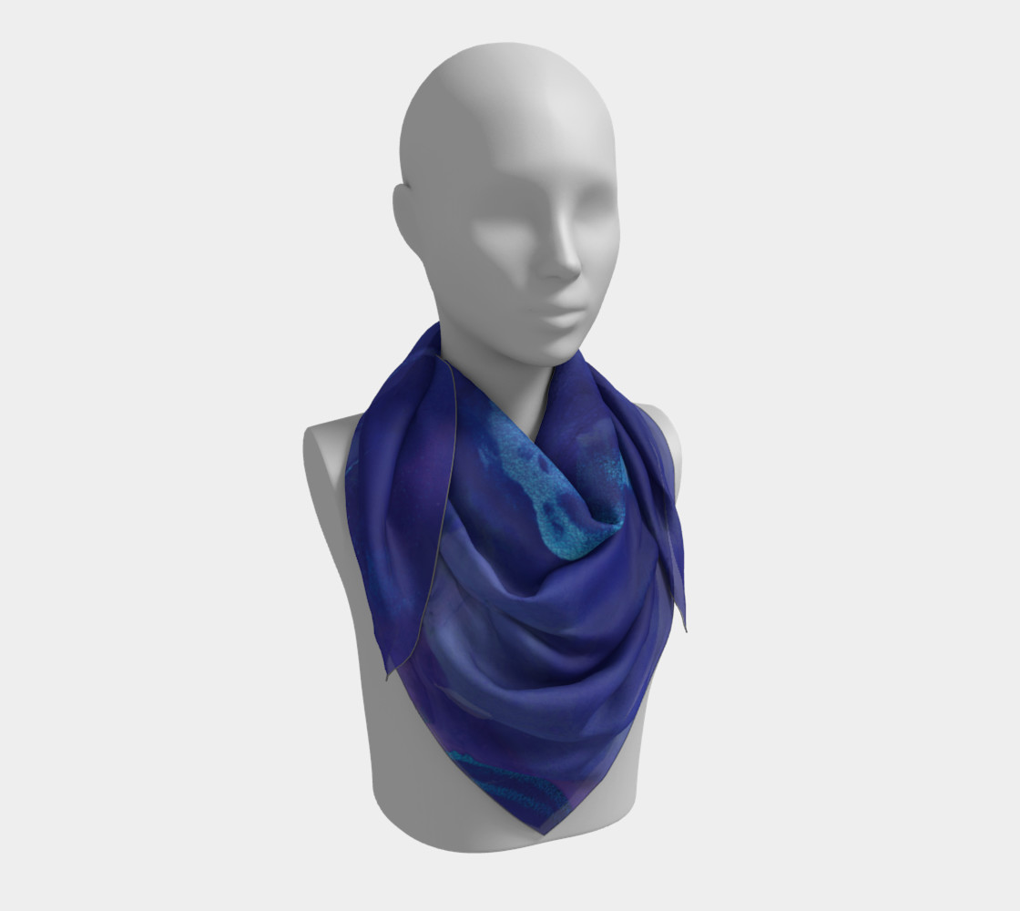 Watercolor Swirls A - Blues, Square Scarf preview #3
