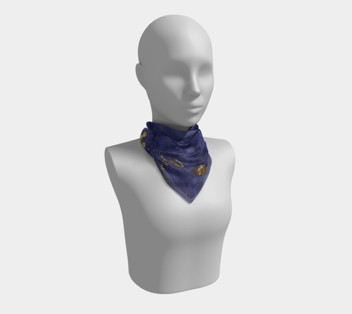 Watercolor Swirls C - Blue & Gold, Square Scarf preview #1