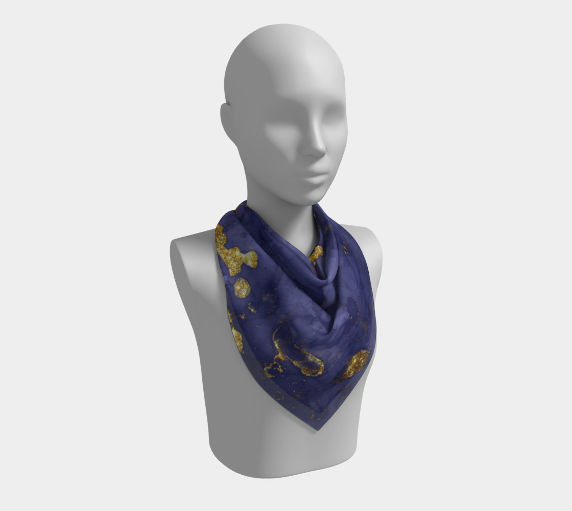 Watercolor Swirls C - Blue & Gold, Square Scarf preview #2