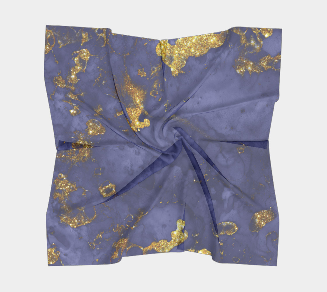 Watercolor Swirls C - Blue & Gold, Square Scarf preview #5