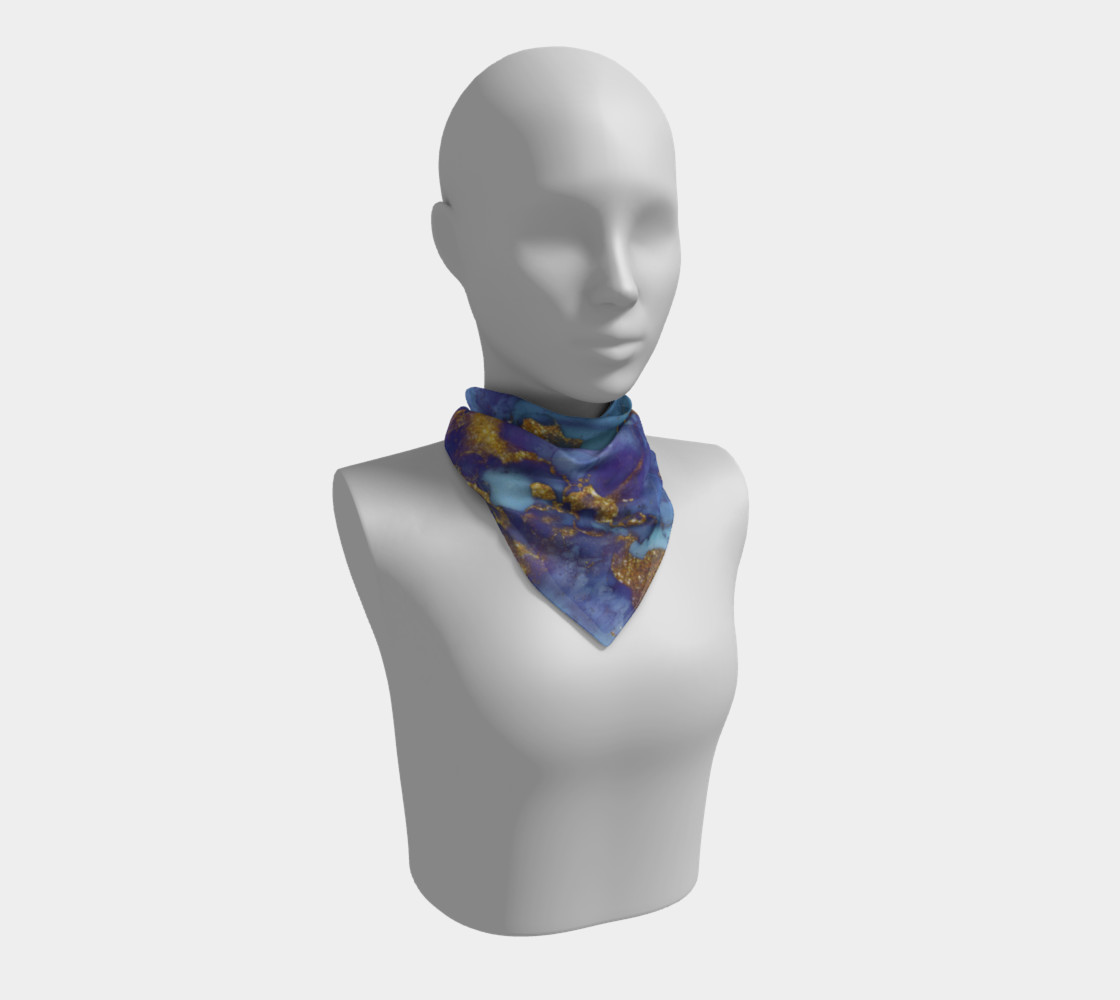 Watercolor Swirls F - Blue & Gold, Square Scarf preview #1