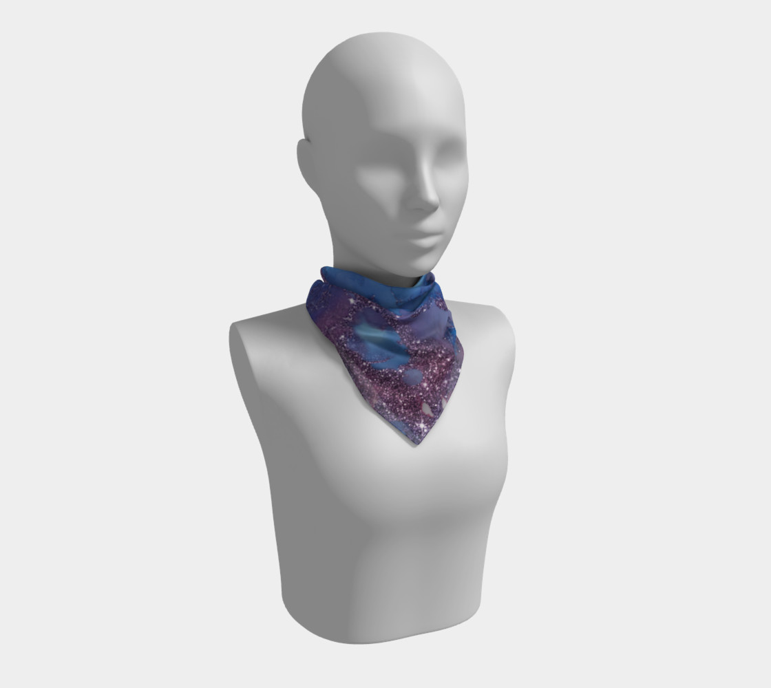 Watercolor Swirls J - Blue & Purple Sparkles, Square Scarf preview #1