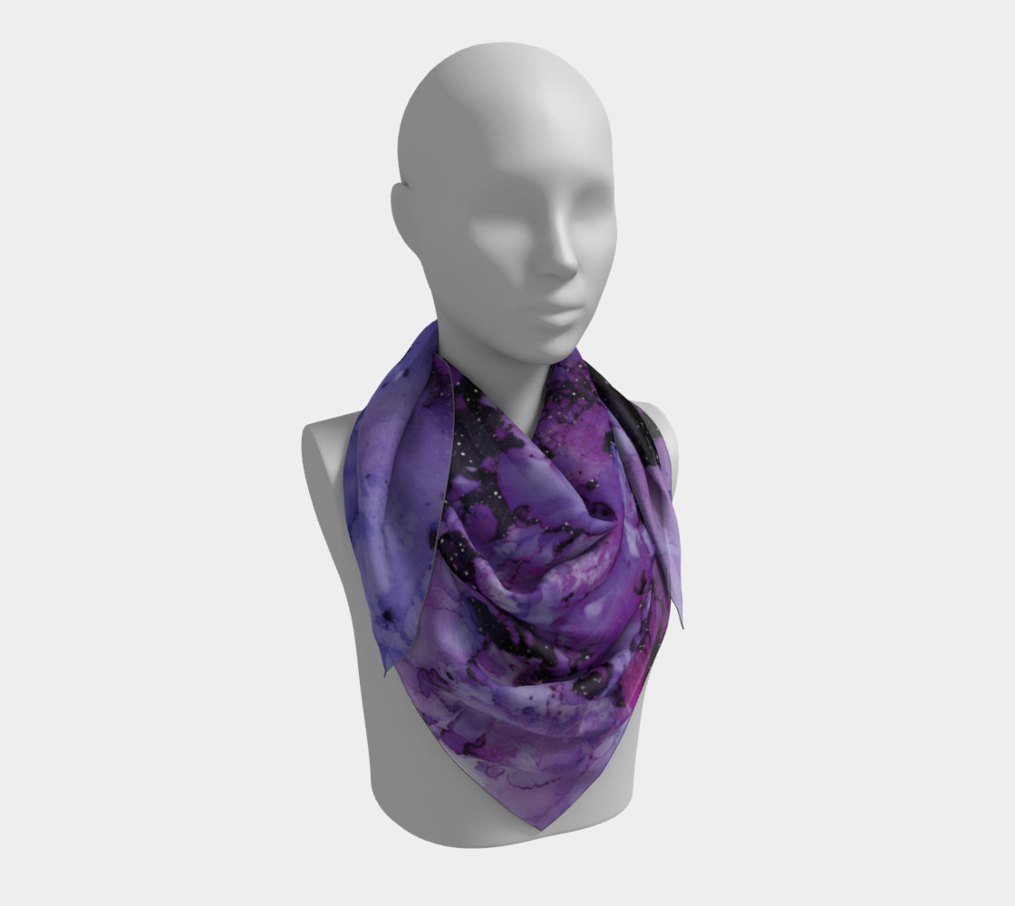 Watercolor Swirls L - Purple & Black, Square Scarf preview #3