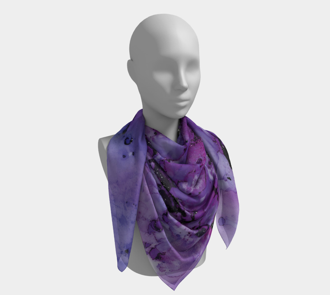 Watercolor Swirls L - Purple & Black, Square Scarf preview #4