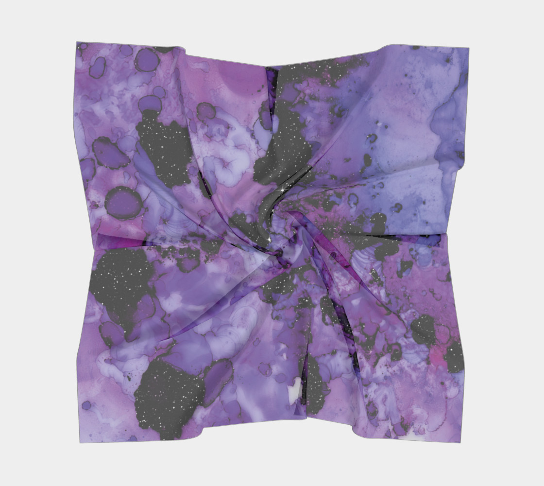 Watercolor Swirls L - Purple & Black, Square Scarf preview #5