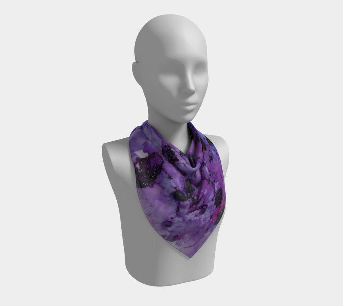 Watercolor Swirls M - Purple & Black, Square Scarf preview #2