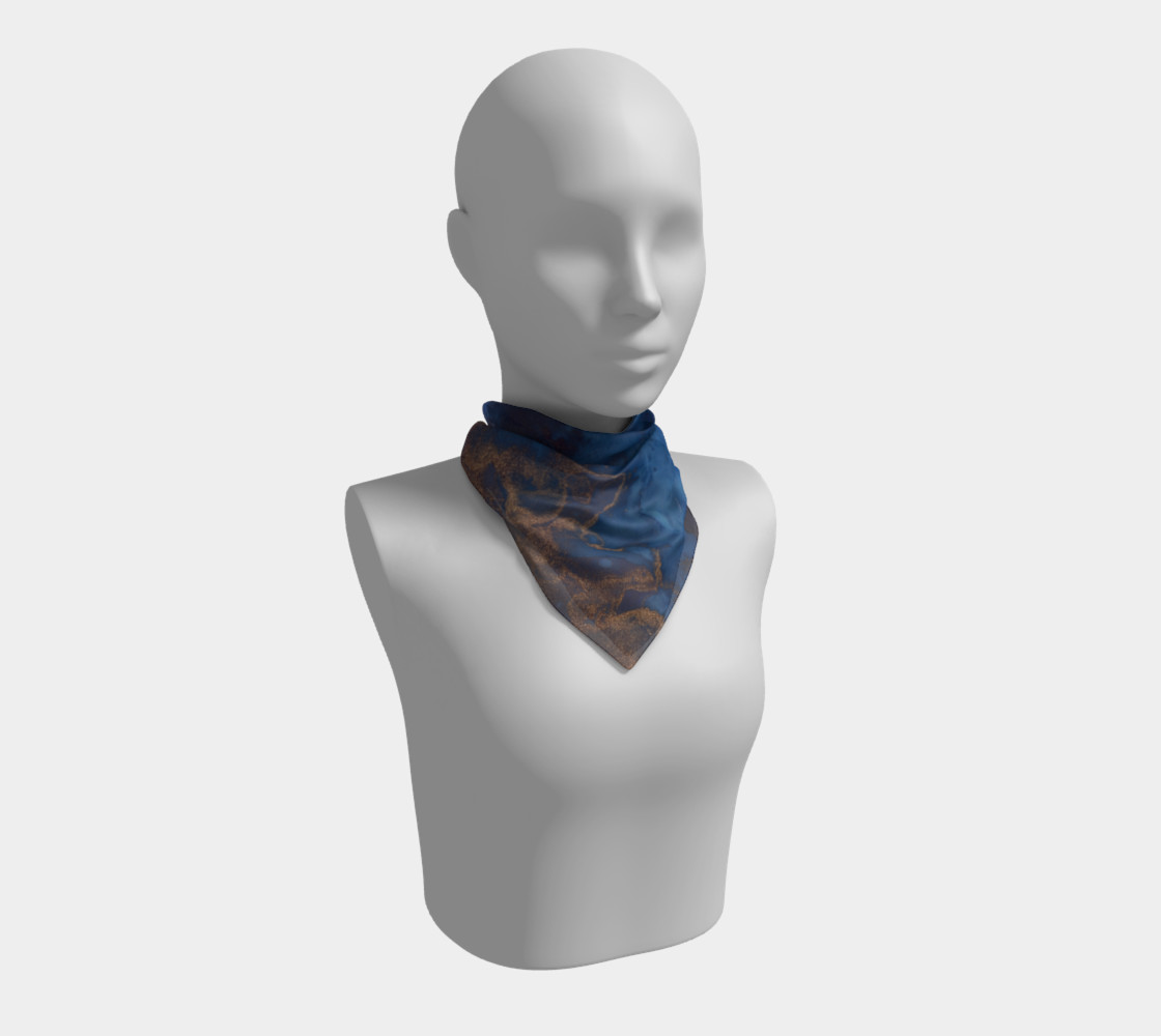 Watercolor Swirls N - Blue & Gold, Square Scarf preview #1