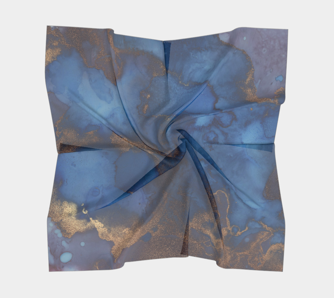 Watercolor Swirls N - Blue & Gold, Square Scarf preview #5