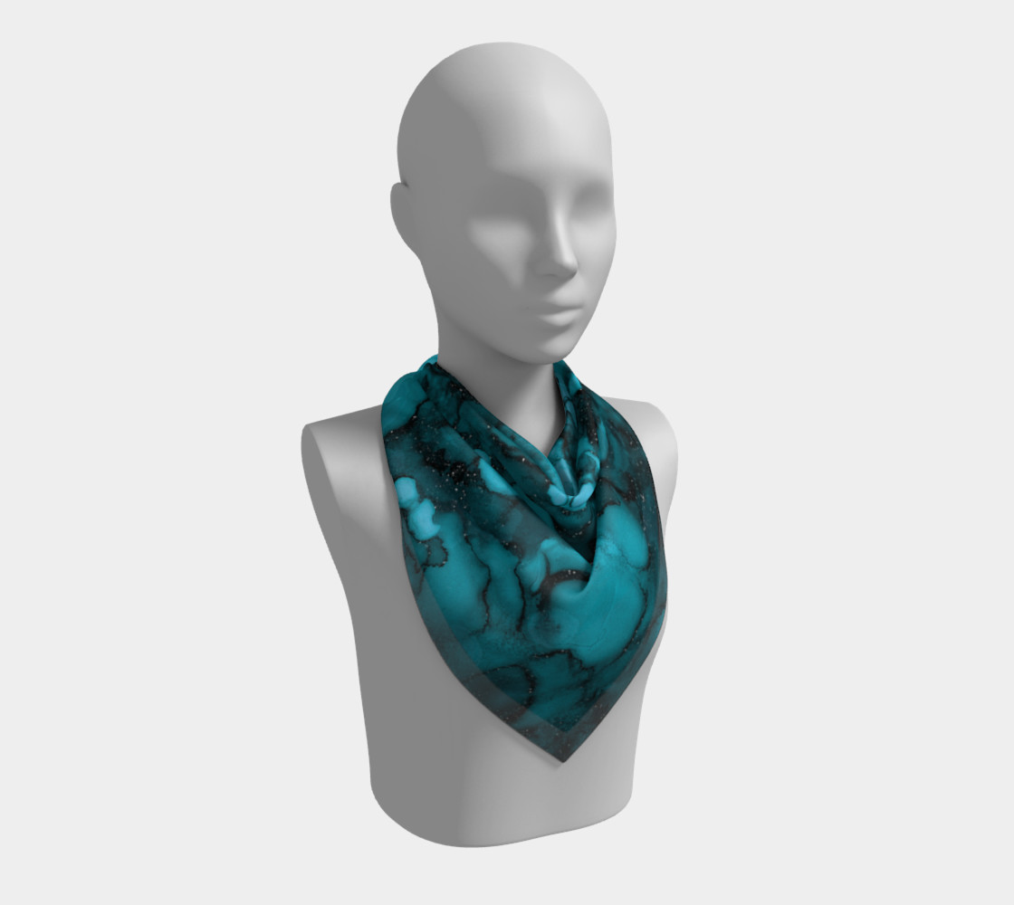Watercolor Swirls O - Turquoise Splotches, Square Scarf preview #2