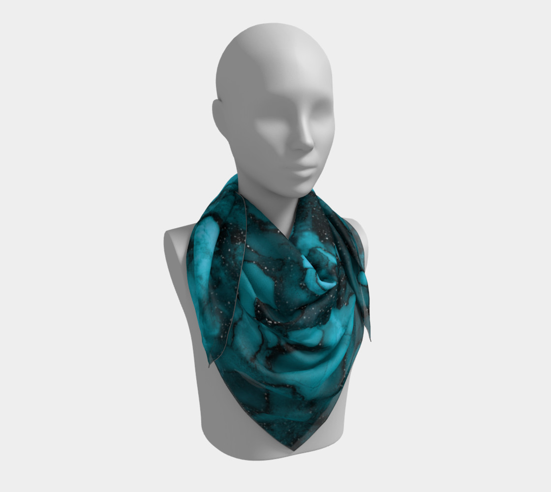 Watercolor Swirls O - Turquoise Splotches, Square Scarf preview #3