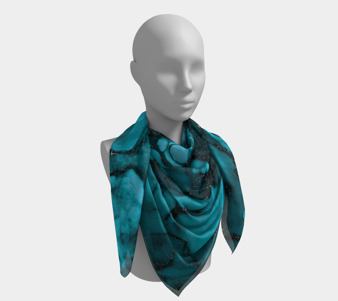 Watercolor Swirls O - Turquoise Splotches, Square Scarf preview #4