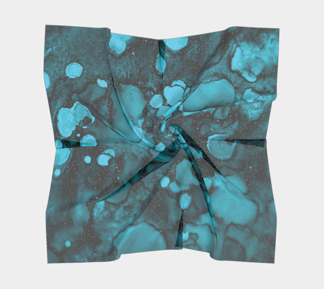 Watercolor Swirls O - Turquoise Splotches, Square Scarf preview #5