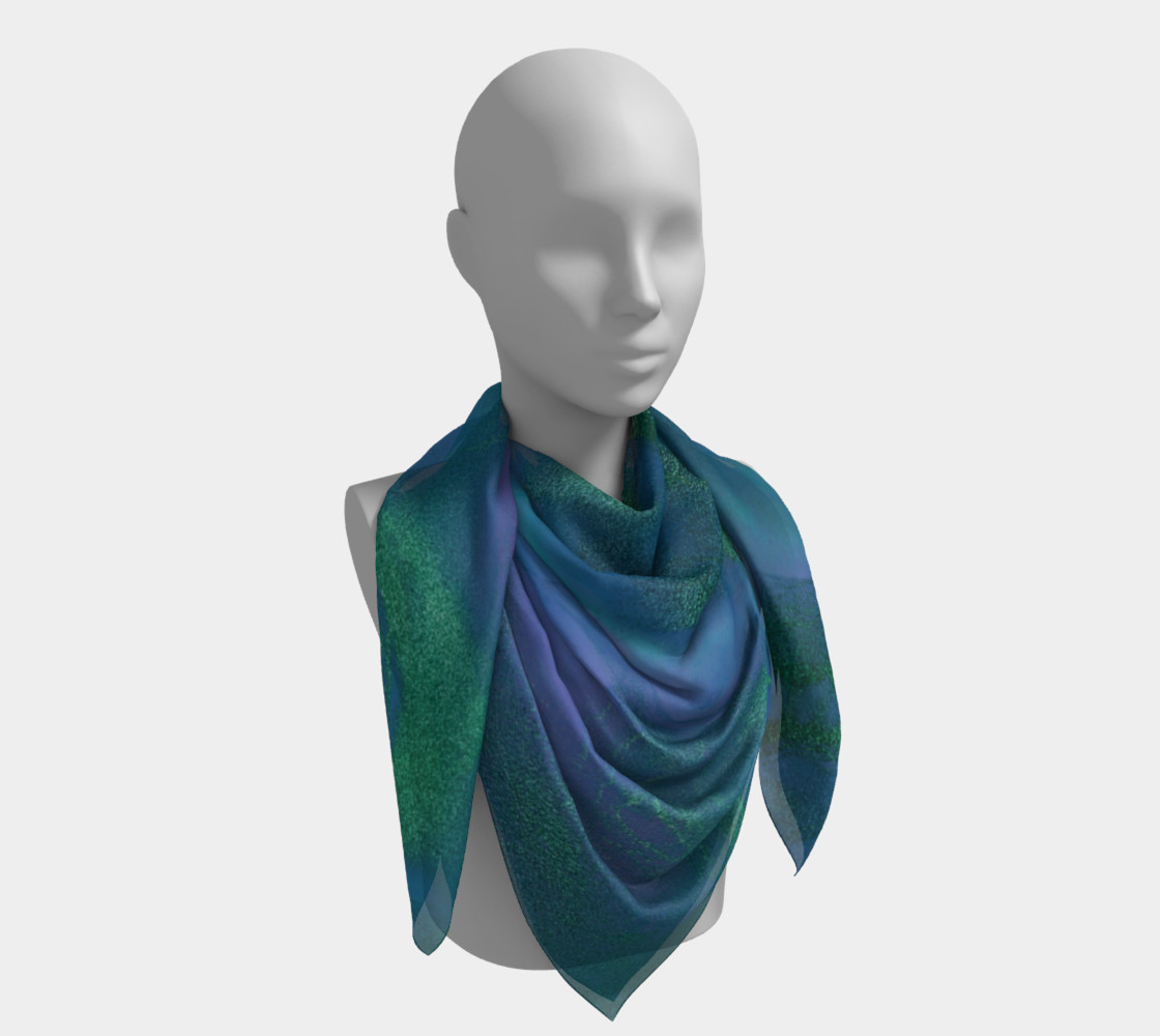 Watercolor Swirls P - Blues & Greens, Square Scarf preview #4