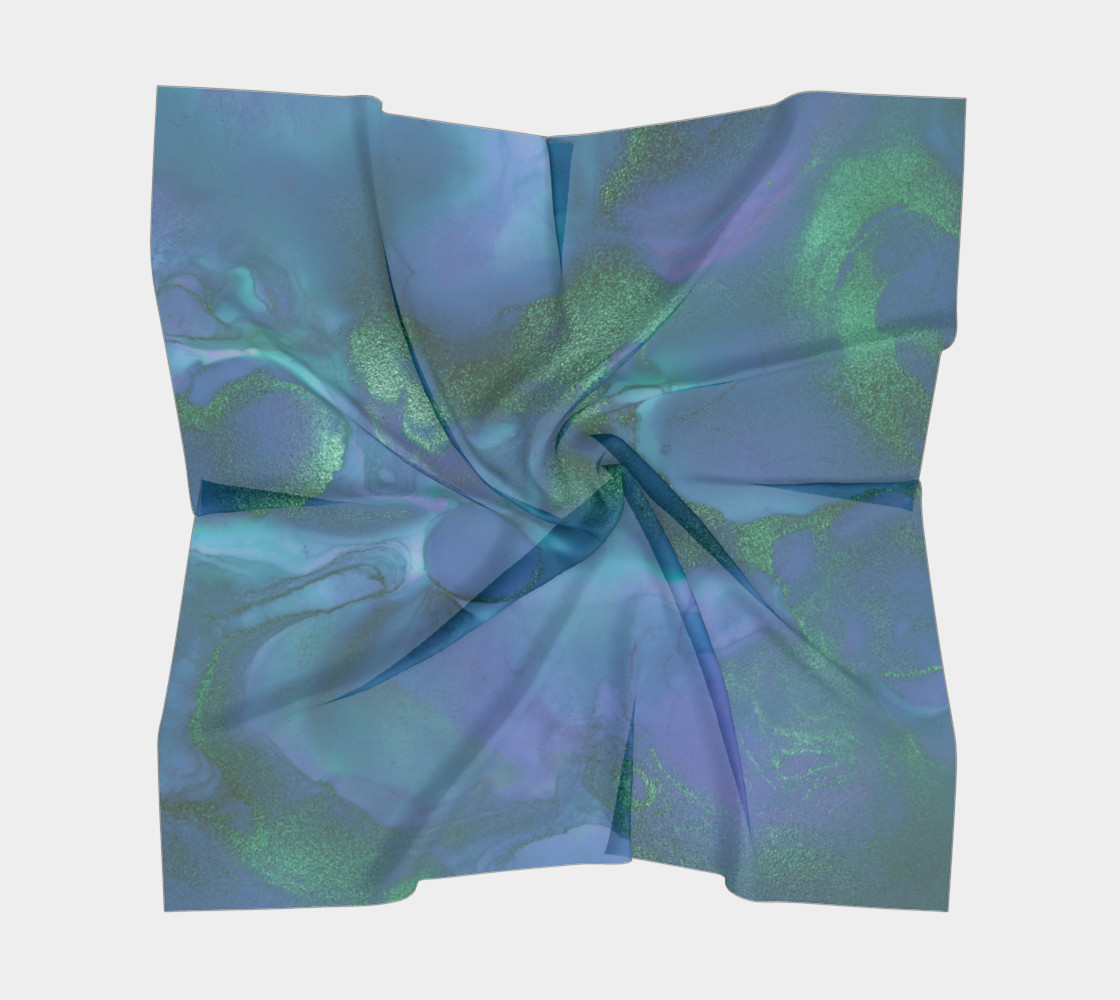 Watercolor Swirls P - Blues & Greens, Square Scarf preview #5