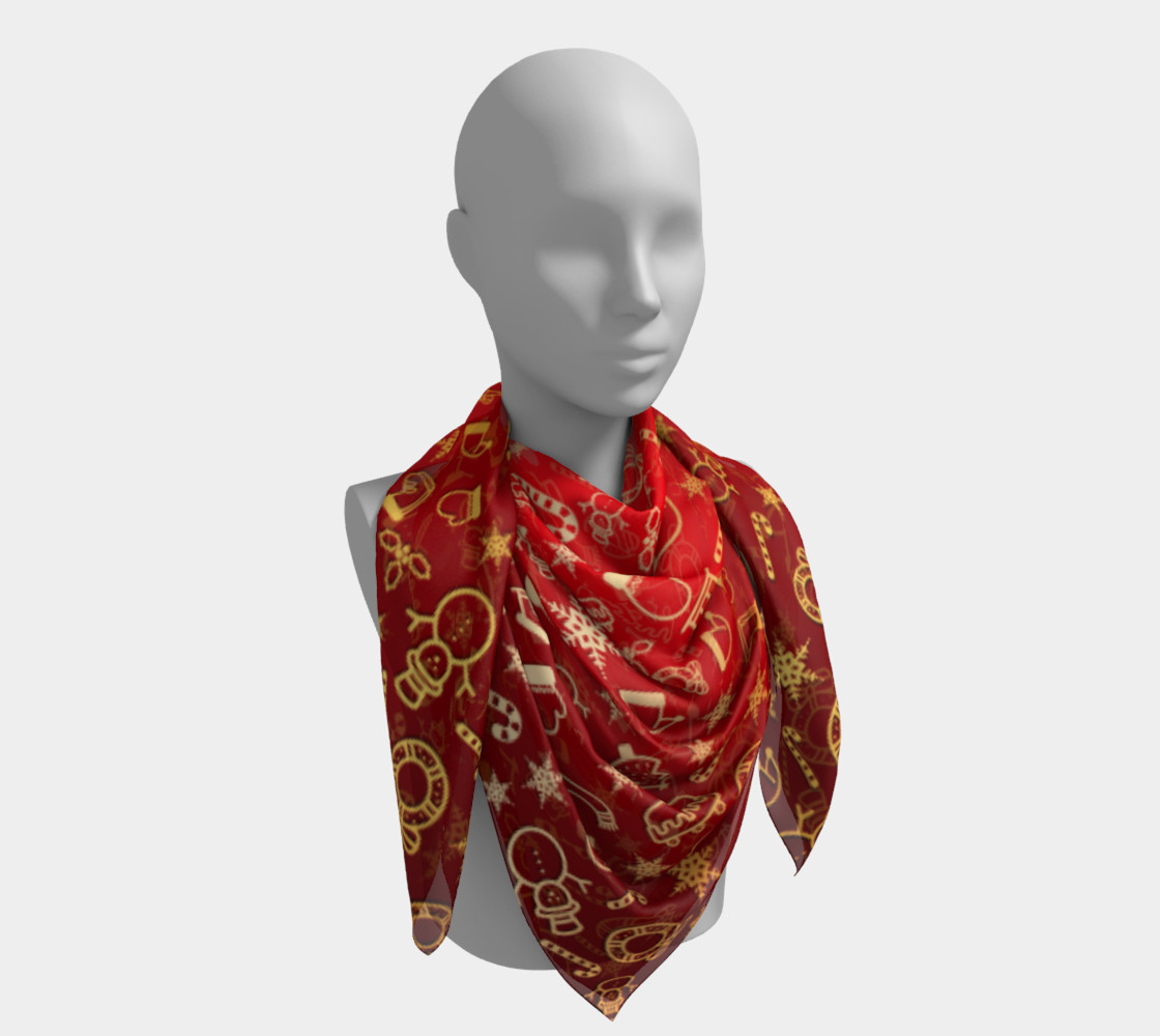 Christmas Gold Shapes Pattern - Square Scarf preview #4