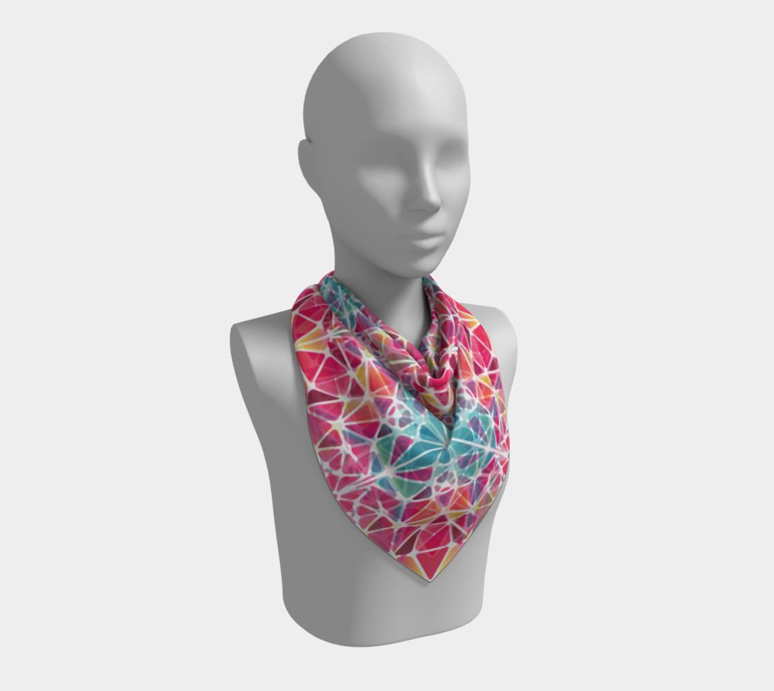 Aperçu de Pink & Blue Kaleidoscope Square Scarf #2