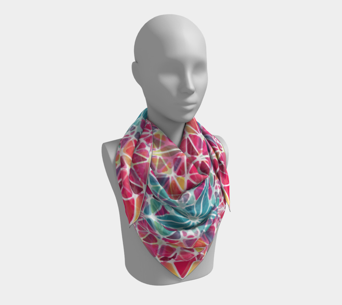 Aperçu de Pink & Blue Kaleidoscope Square Scarf #3