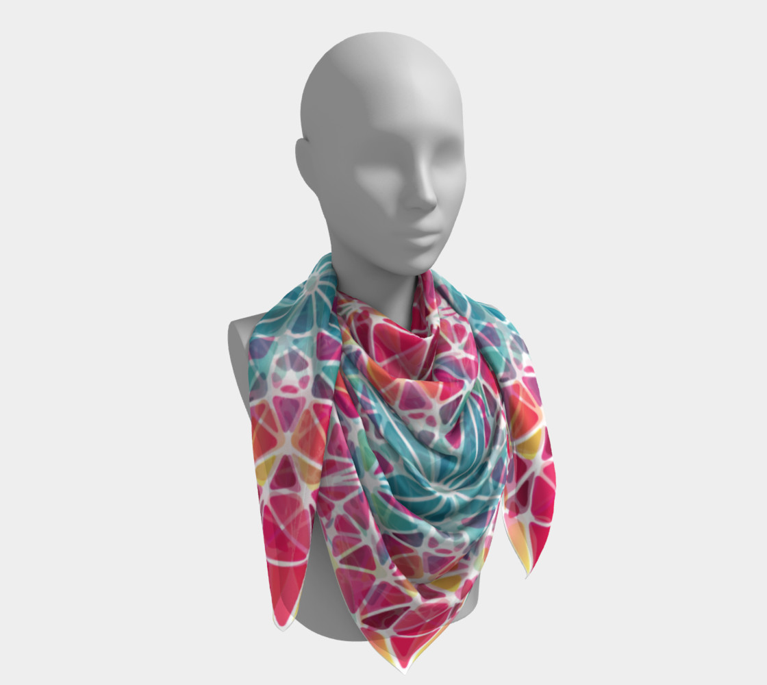 Aperçu de Pink & Blue Kaleidoscope Square Scarf #4
