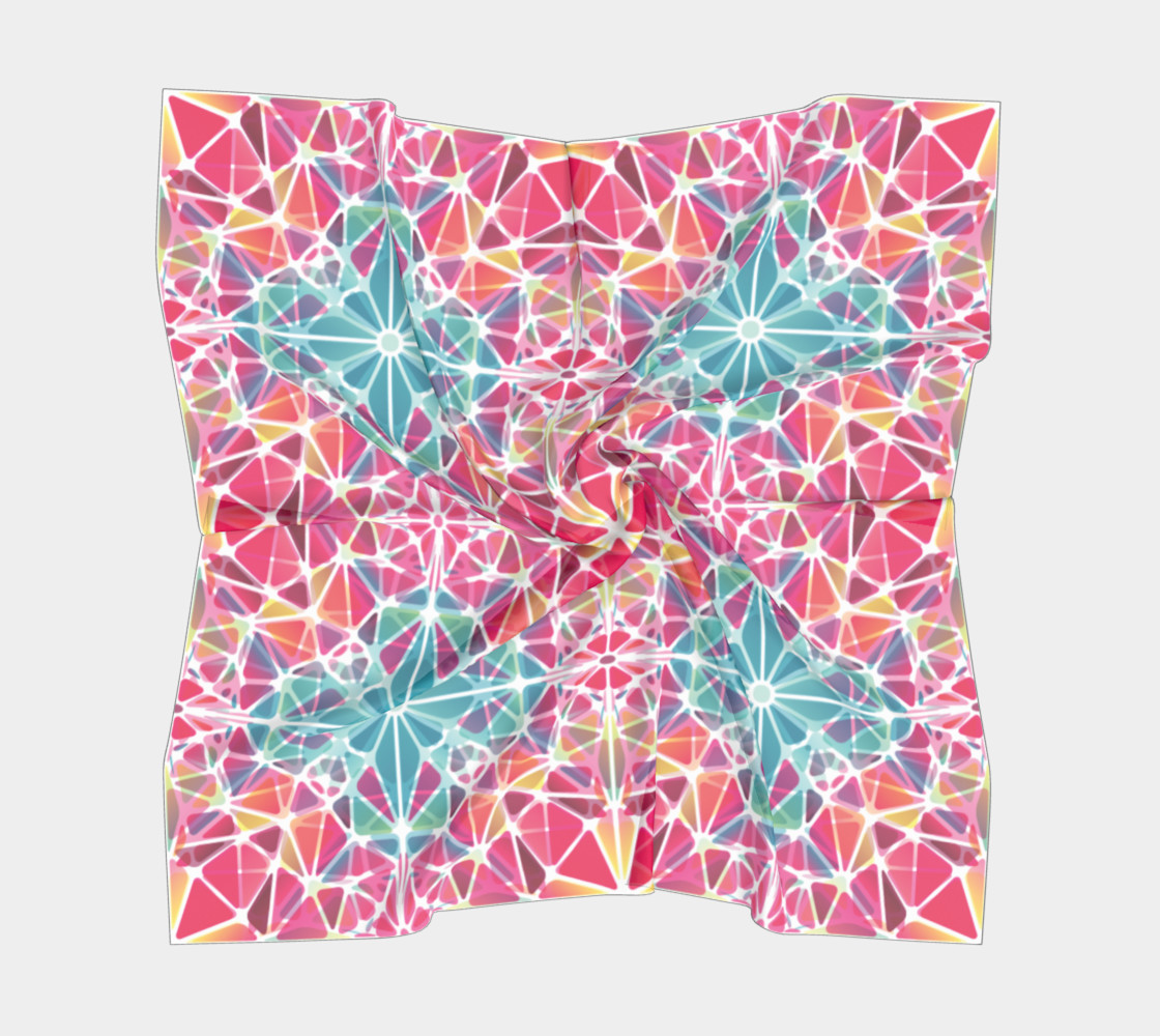 Aperçu de Pink & Blue Kaleidoscope Square Scarf #5
