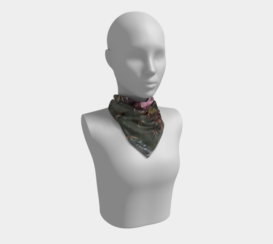 PINK YELLOW CACTUS Flowers Scarf preview #1