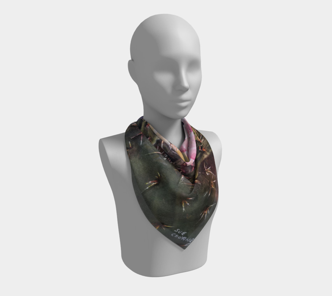 PINK YELLOW CACTUS Flowers Scarf preview #2