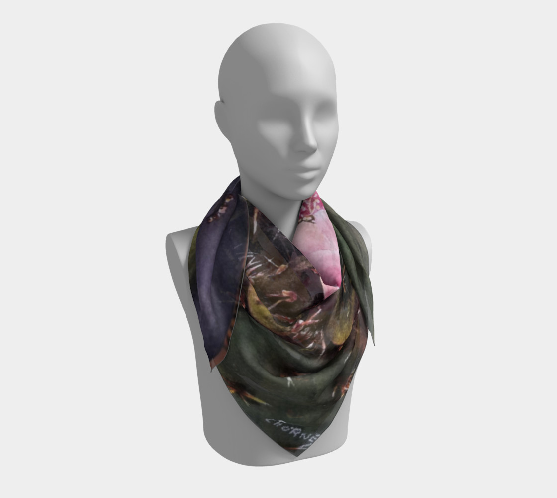 PINK YELLOW CACTUS Flowers Scarf preview #3