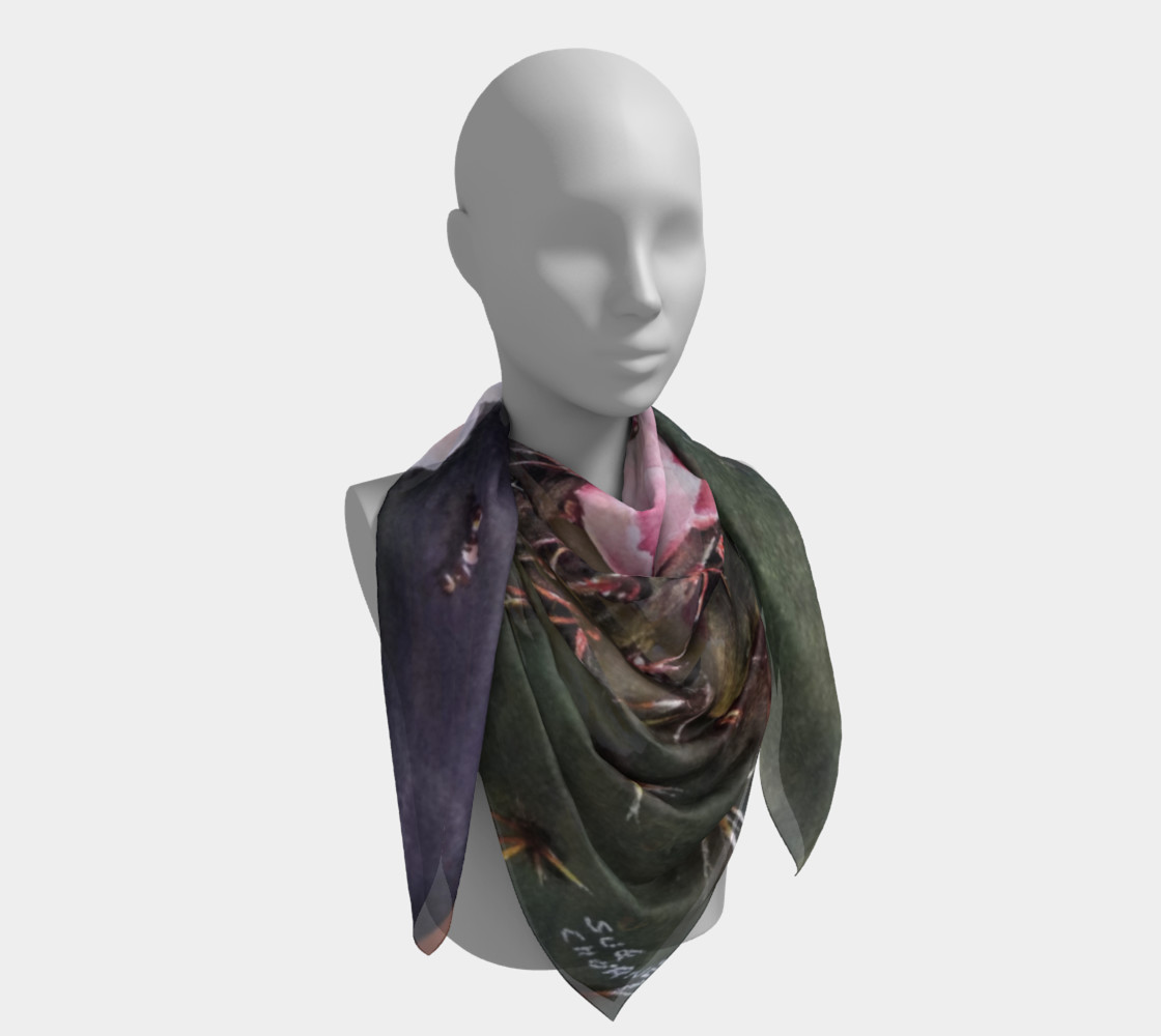 PINK YELLOW CACTUS Flowers Scarf preview #4