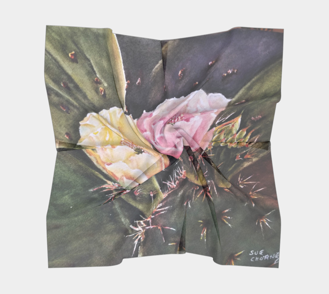 PINK YELLOW CACTUS Flowers Scarf preview #5