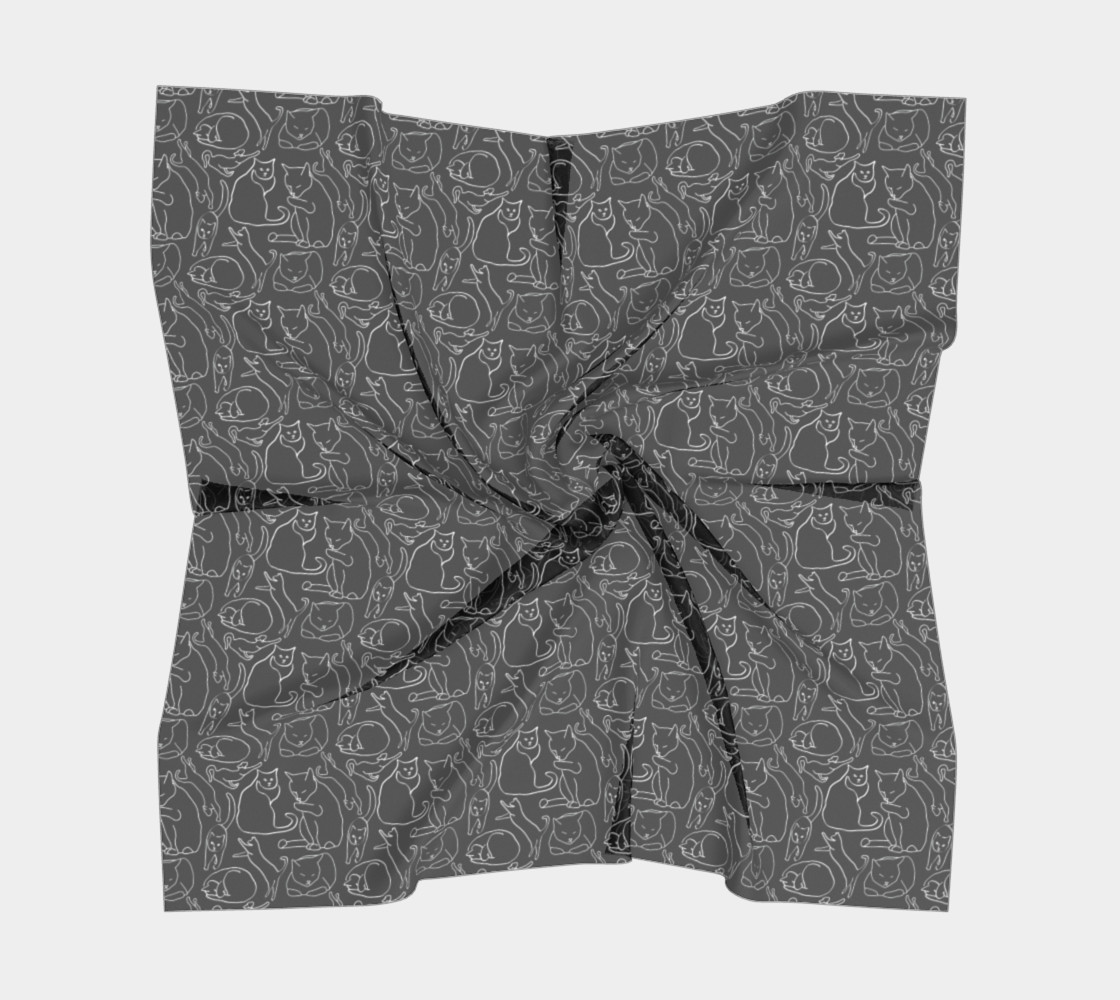 Cat Drawings on Black Square Scarf 190108 thumbnail #6