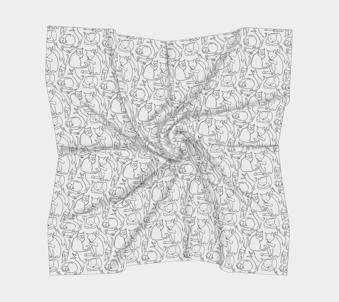 Cat Drawings on White Square Scarf 190107 preview #5