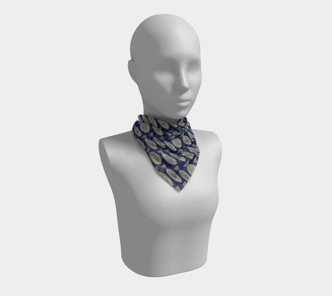 Fish on Navy Square Scarf 190129A preview #1
