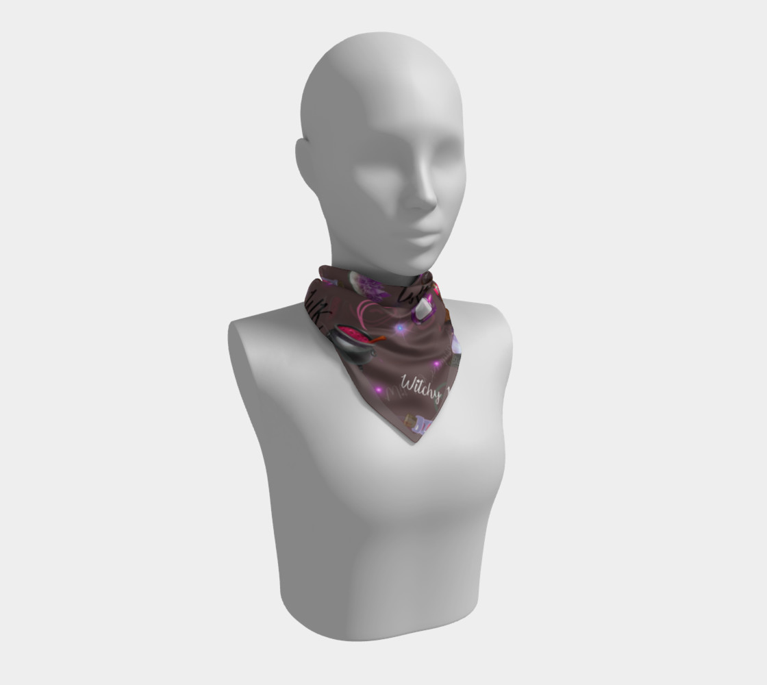 Aperçu de WK #ModernWitchLife Taupe Print Square Scarf #1
