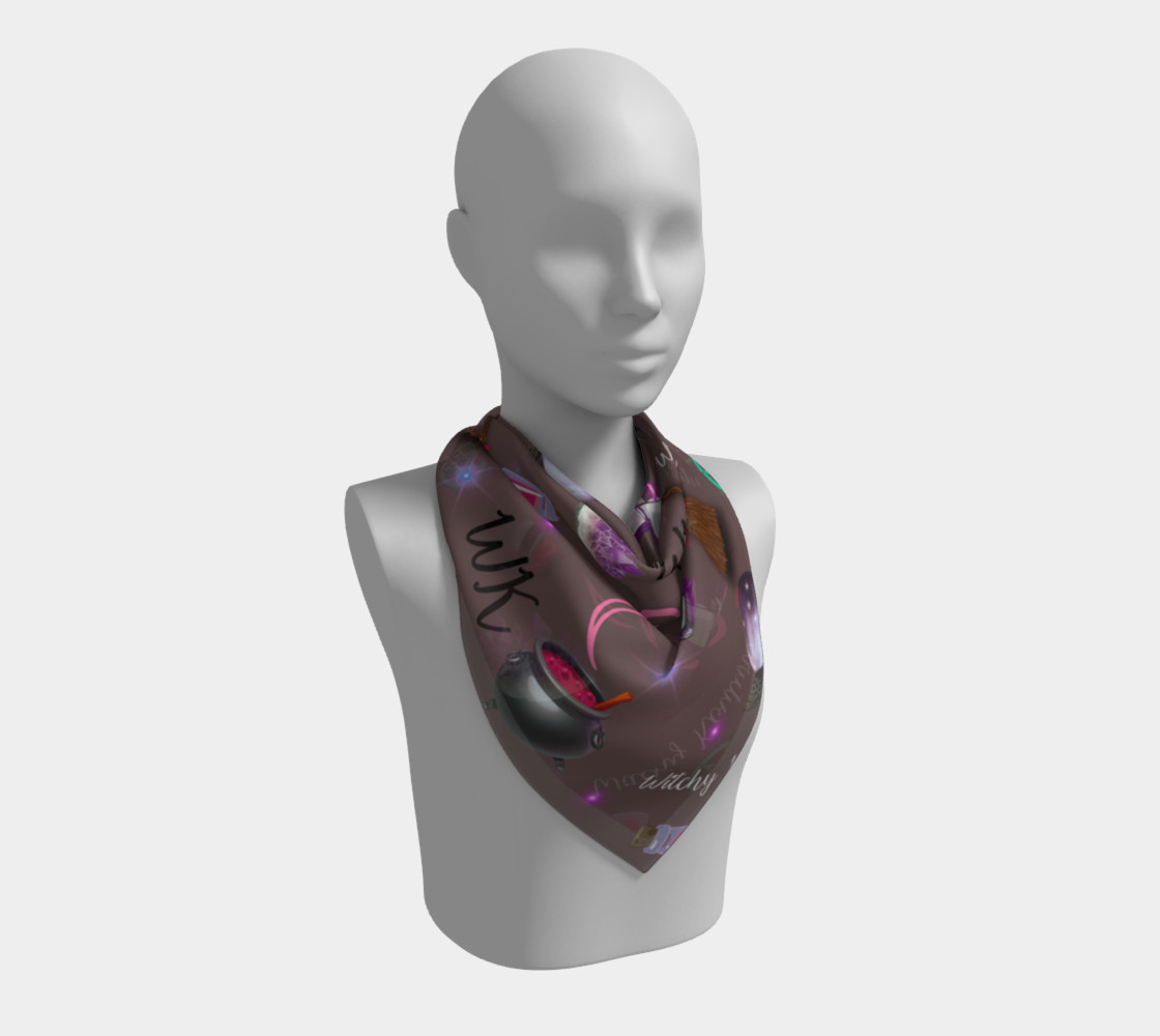 Aperçu de WK #ModernWitchLife Taupe Print Square Scarf #2