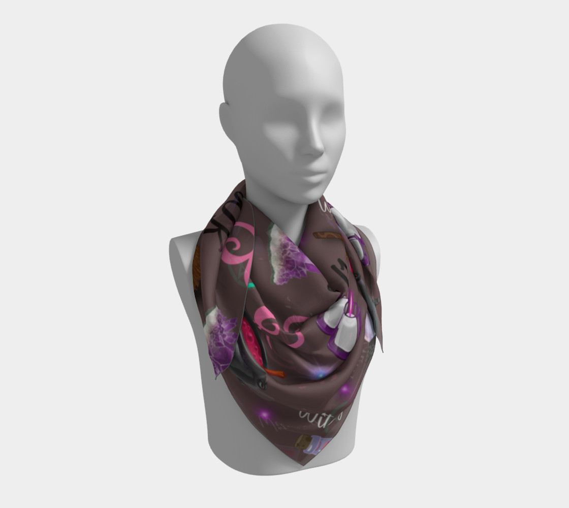 Aperçu de WK #ModernWitchLife Taupe Print Square Scarf #3