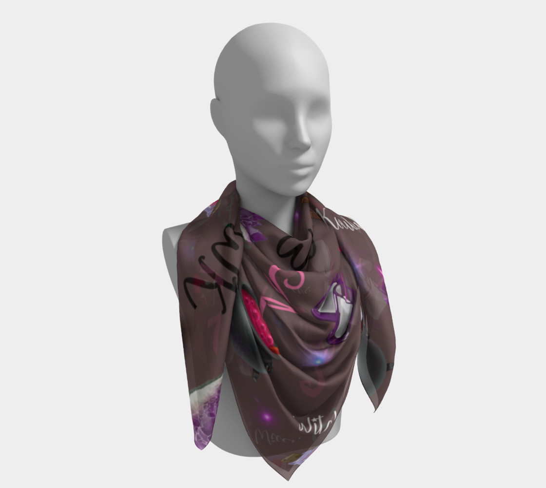 Aperçu de WK #ModernWitchLife Taupe Print Square Scarf #4