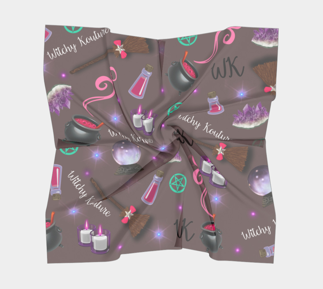 Aperçu de WK #ModernWitchLife Taupe Print Square Scarf #5