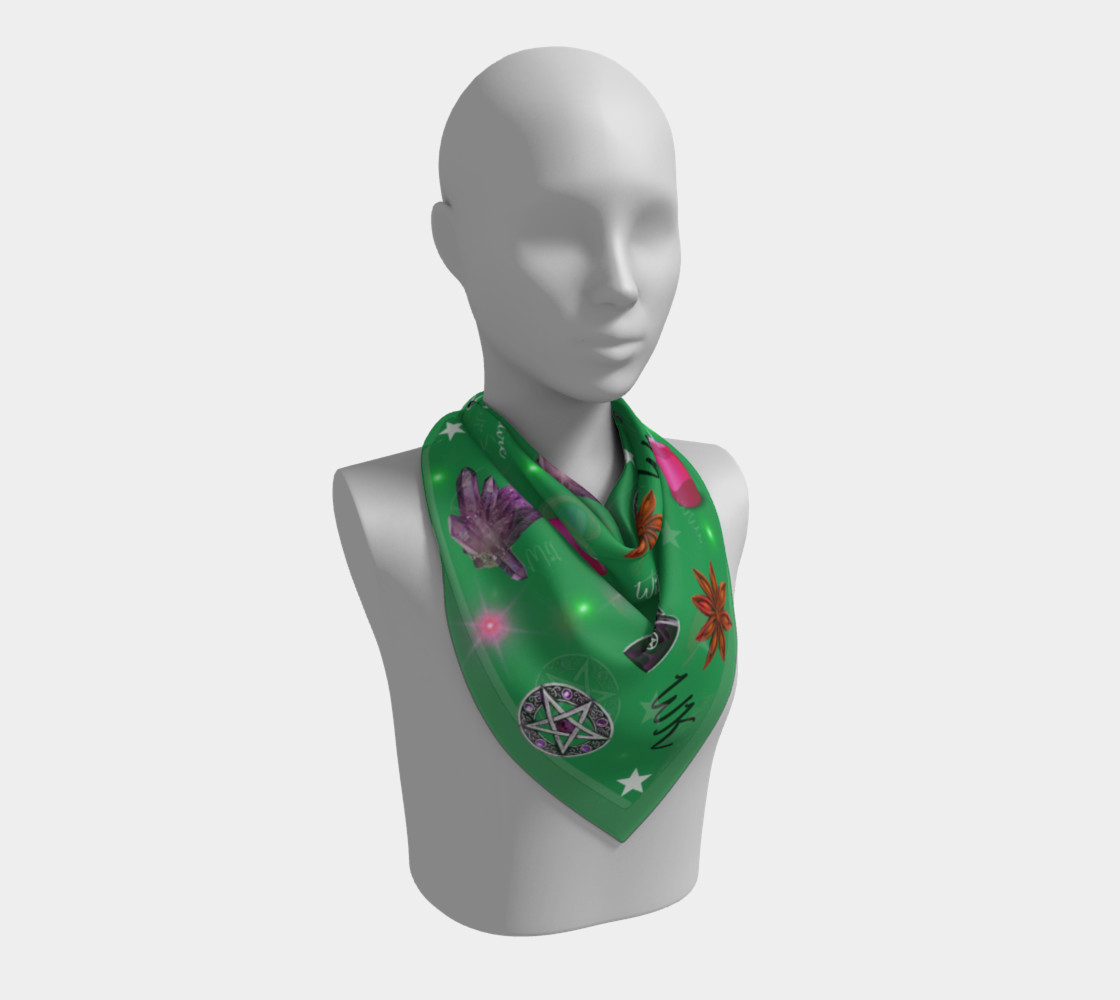 WK #ModernWitchLife Green Print Square Scarf preview #2