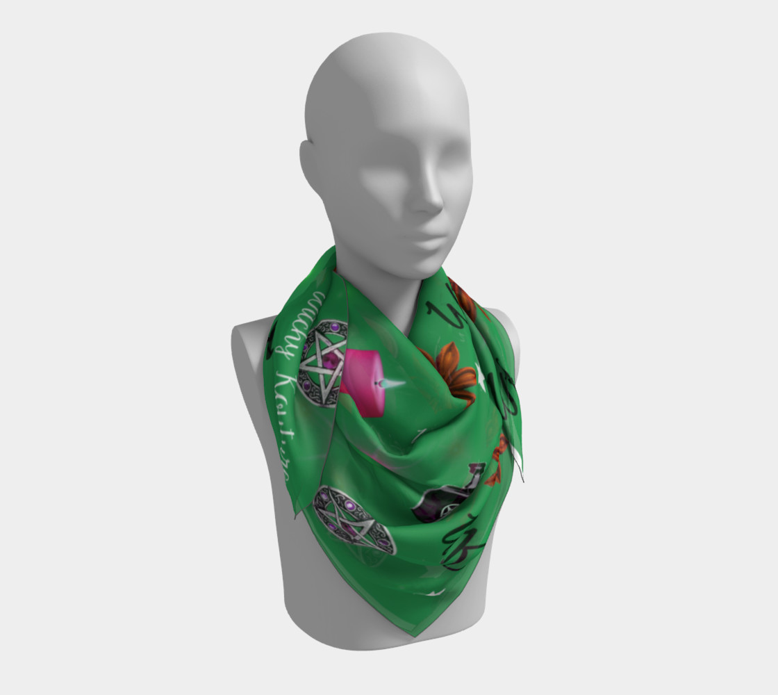 WK #ModernWitchLife Green Print Square Scarf preview #3