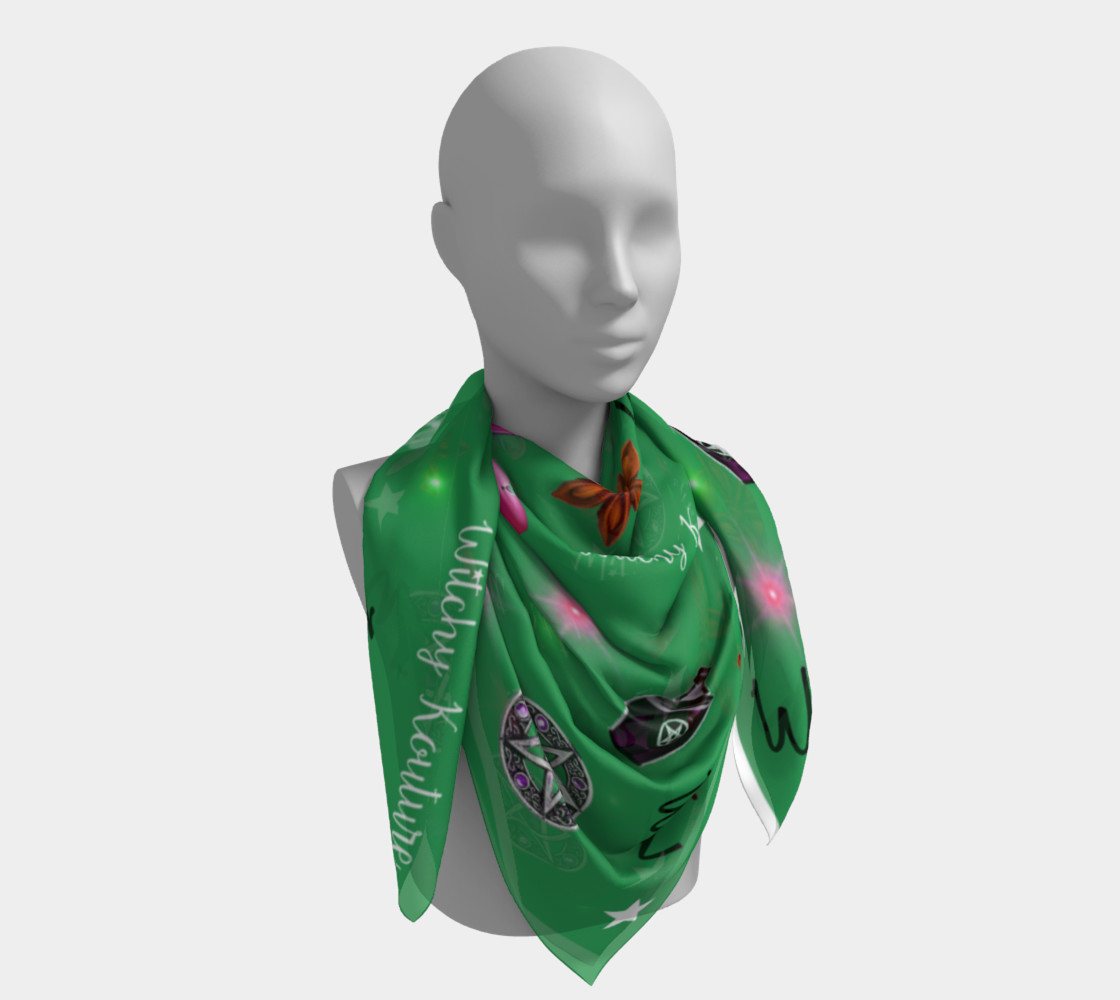 WK #ModernWitchLife Green Print Square Scarf preview #4