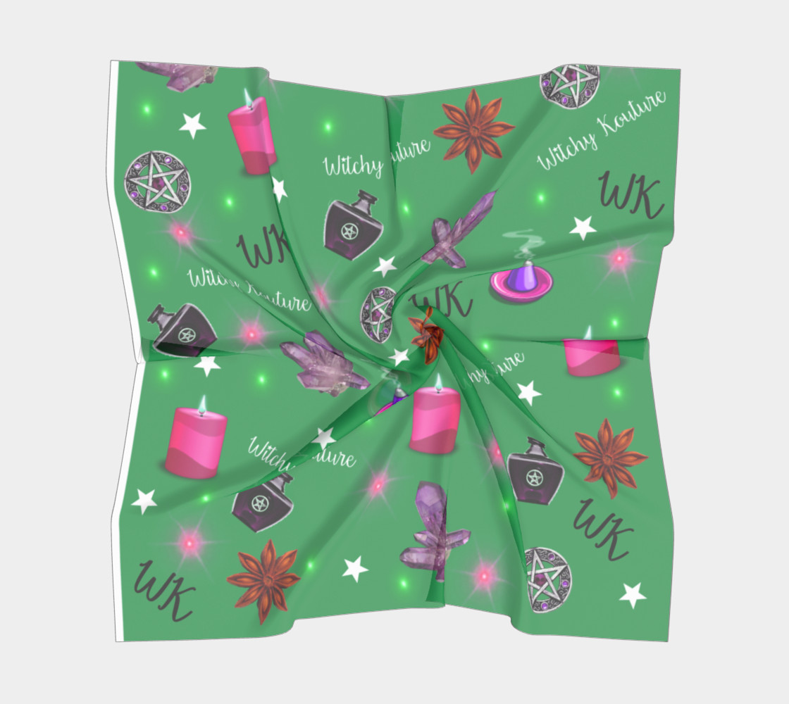 WK #ModernWitchLife Green Print Square Scarf preview #5