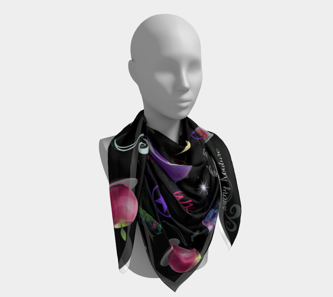 WK #ModernWitchLife Black Print Square Scarf preview #4