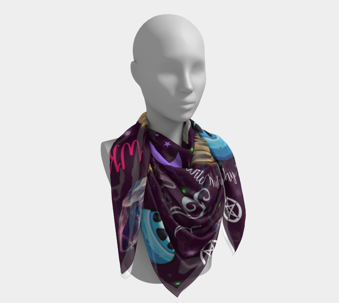 WK #ModernWitchLife Purple Print Square Scarf preview #4
