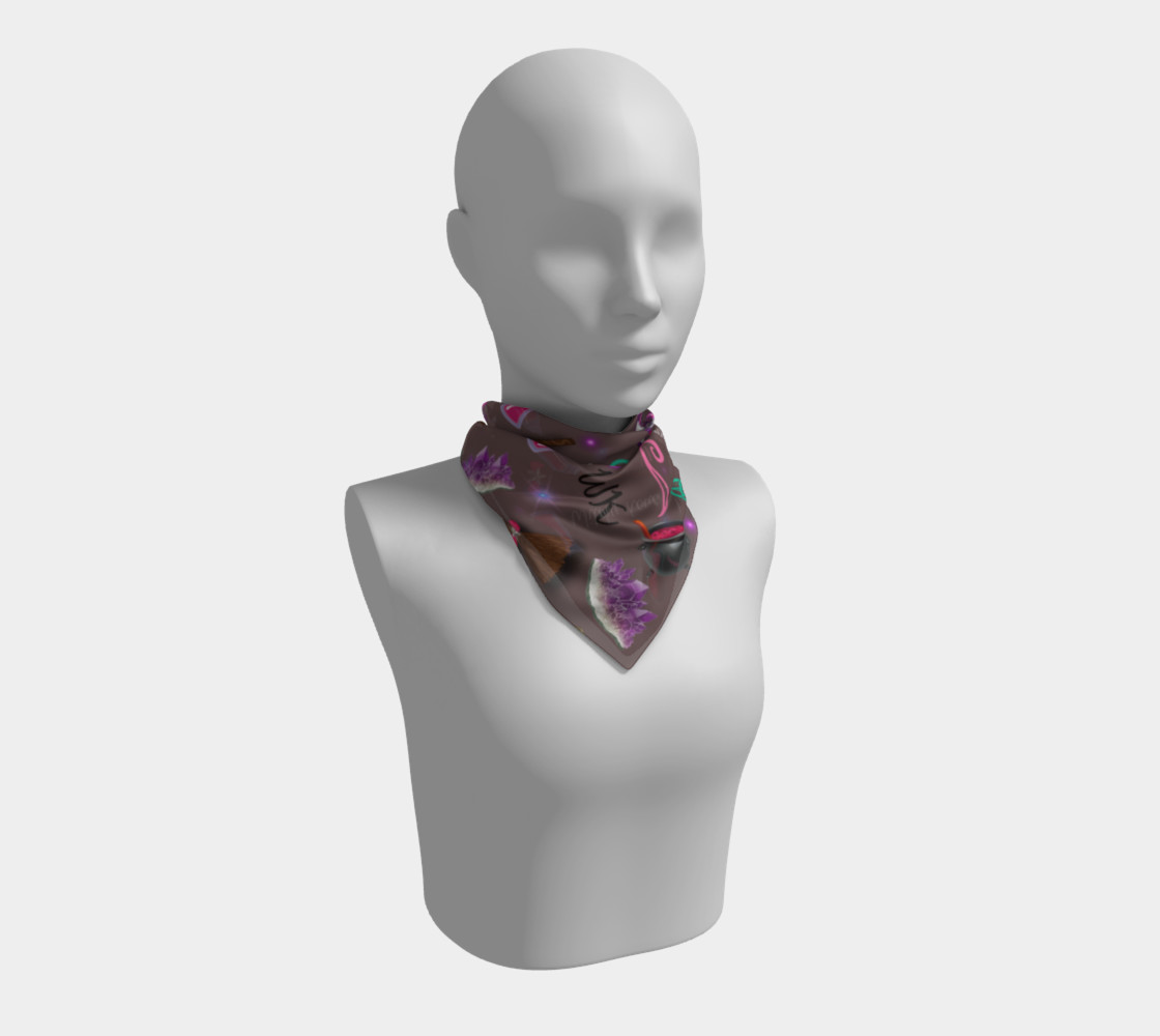 WK #ModernWitchLife Taupe Print Big Square Silk Scarf preview #1