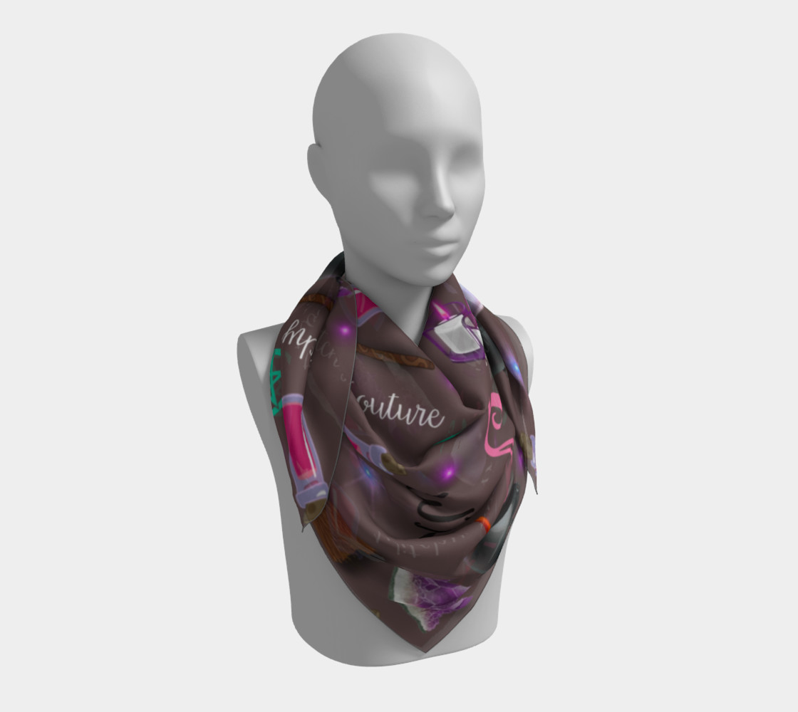 WK #ModernWitchLife Taupe Print Big Square Silk Scarf preview #3
