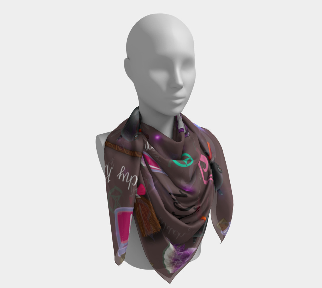 WK #ModernWitchLife Taupe Print Big Square Silk Scarf preview #4
